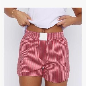 Red Striped Women's Shorts